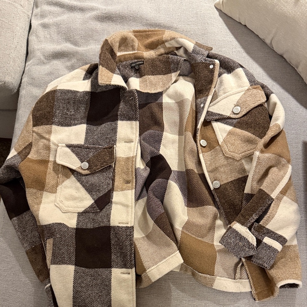 Women’s Plaid Jacket - Brown and Cream
